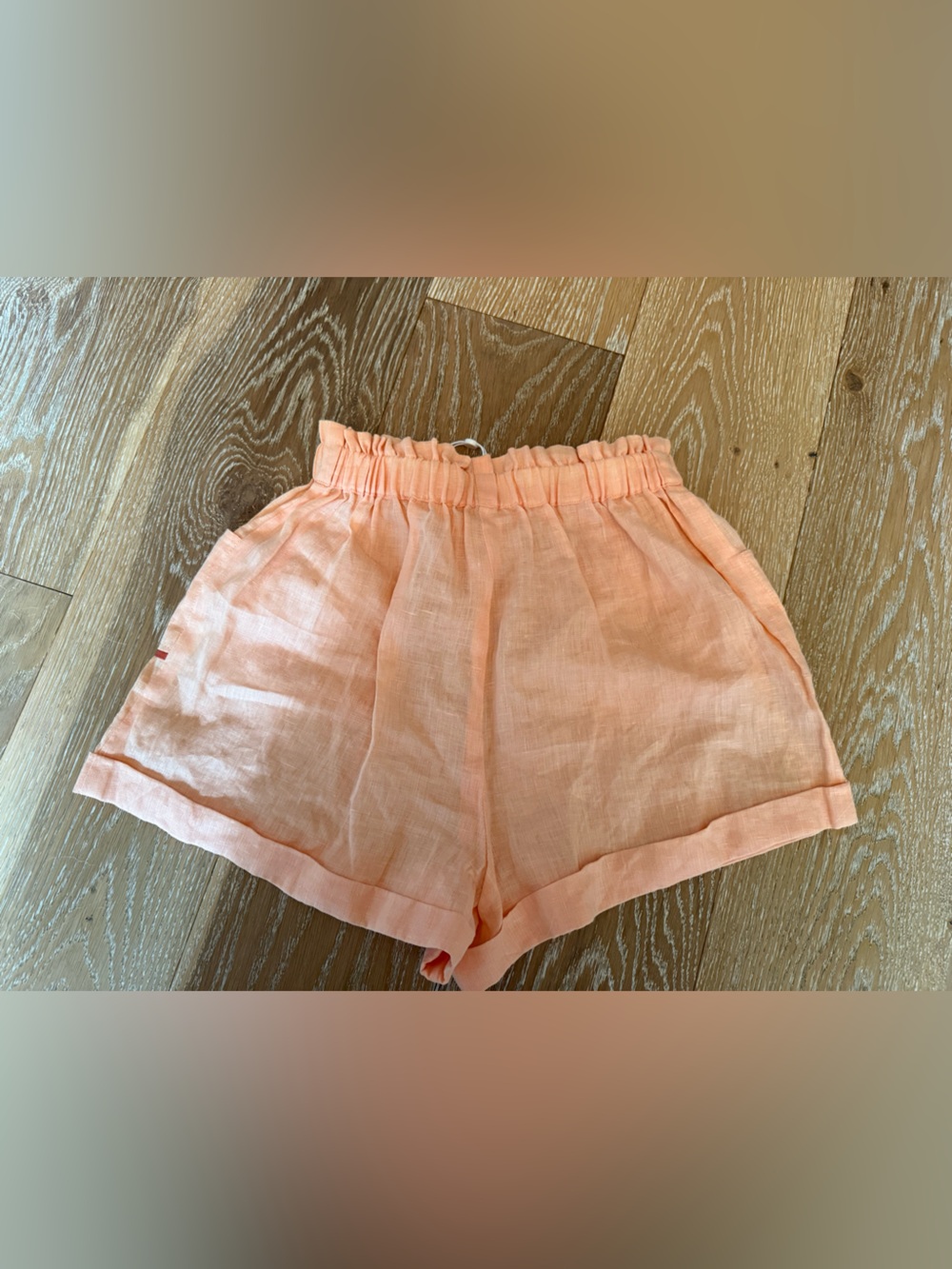 Zimmermann kids paper bag shorts orange peach linen new with tags size 8 - Picture 4 of 5